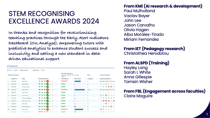 OU Analyse - STEM recognising excellence award 2024