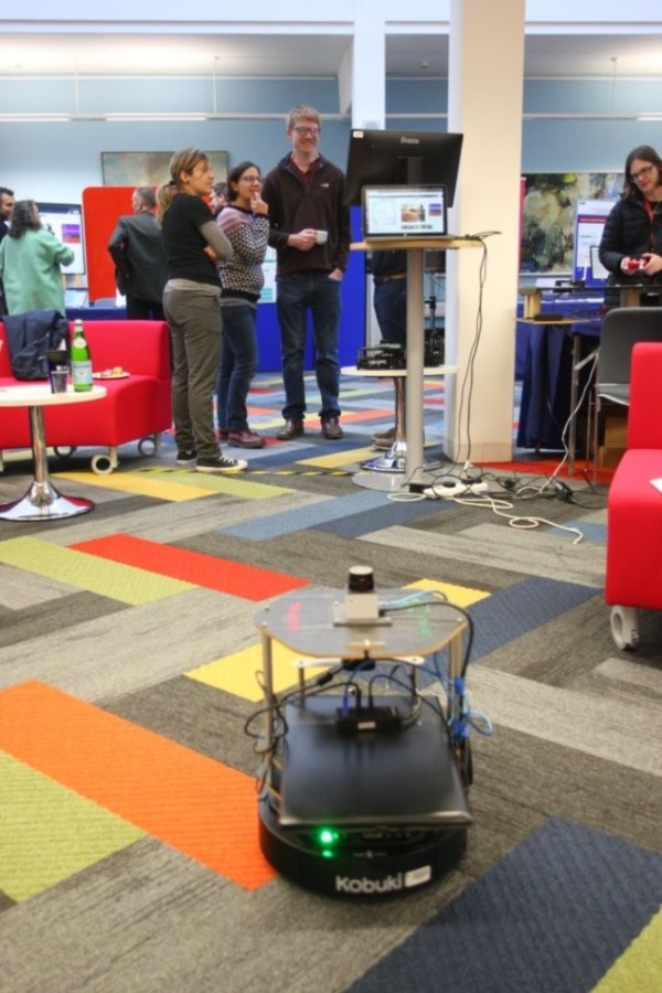 A picture of Hans the Robot in action